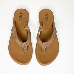 Flojos Josie Thong Flip Flops Brown Memory Foam Size 10
